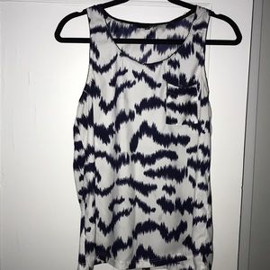 Blue and white tank